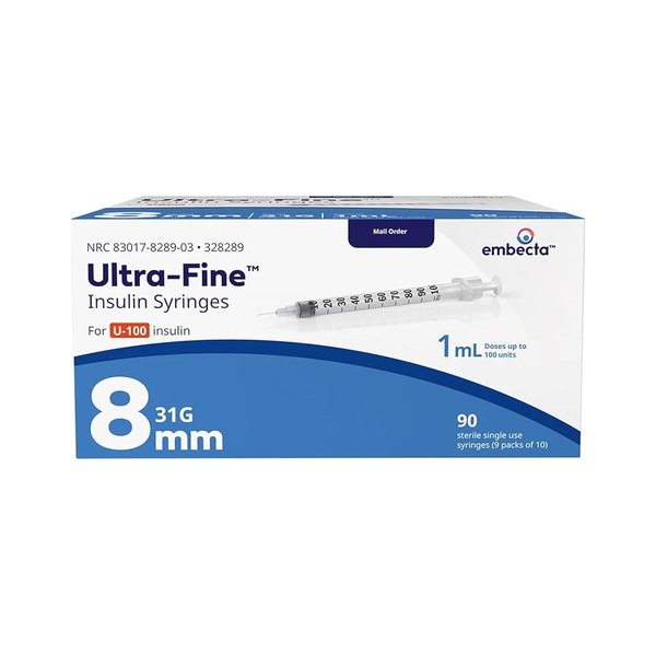 BD Ultra-Fine Insulin Syringes, 1 mL, 31G, 8 mm